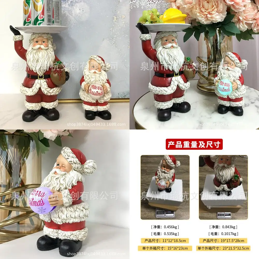 

Поднос Санта-Клауса для хранения, декоративное светящееся мини-орнамент для дома, спальни, гостиной, прихожей, украшение стола