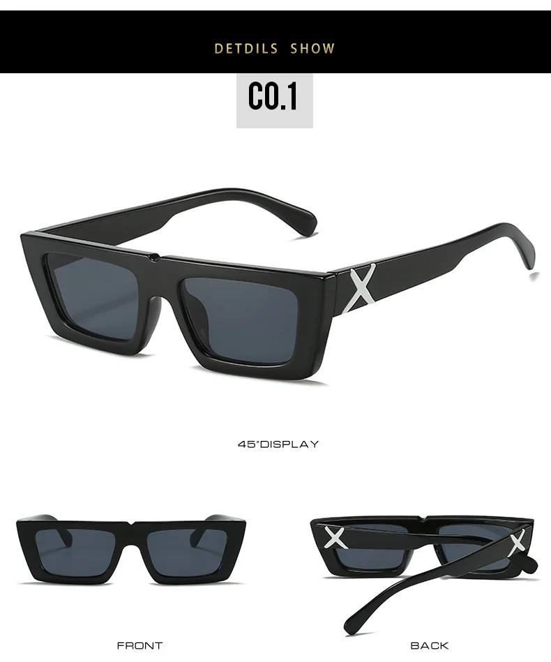 Kleine quadratische Sonnenbrille mit personalisierten Bügeln, X-Modellierung, für Damen und Herren, UV-Schutz, für den täglichen Gebrauch und Streetwear – Detail 7