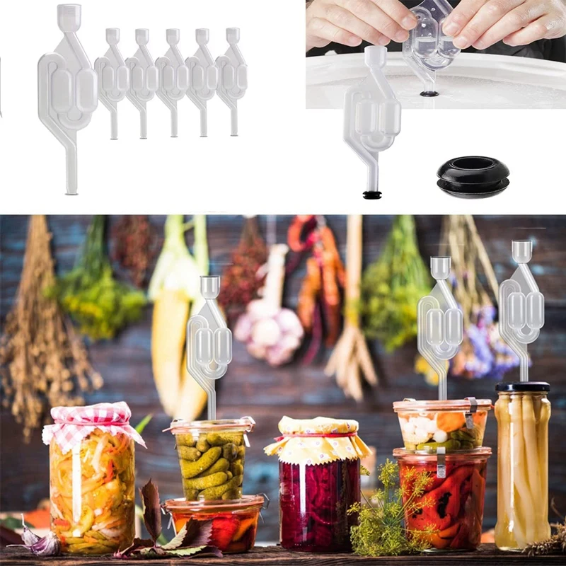 Kit Airlock Brew para Fermentação, Cerveja, Vinho, Chucrute, 6 Airlocks e 12 Anéis de Vedação
