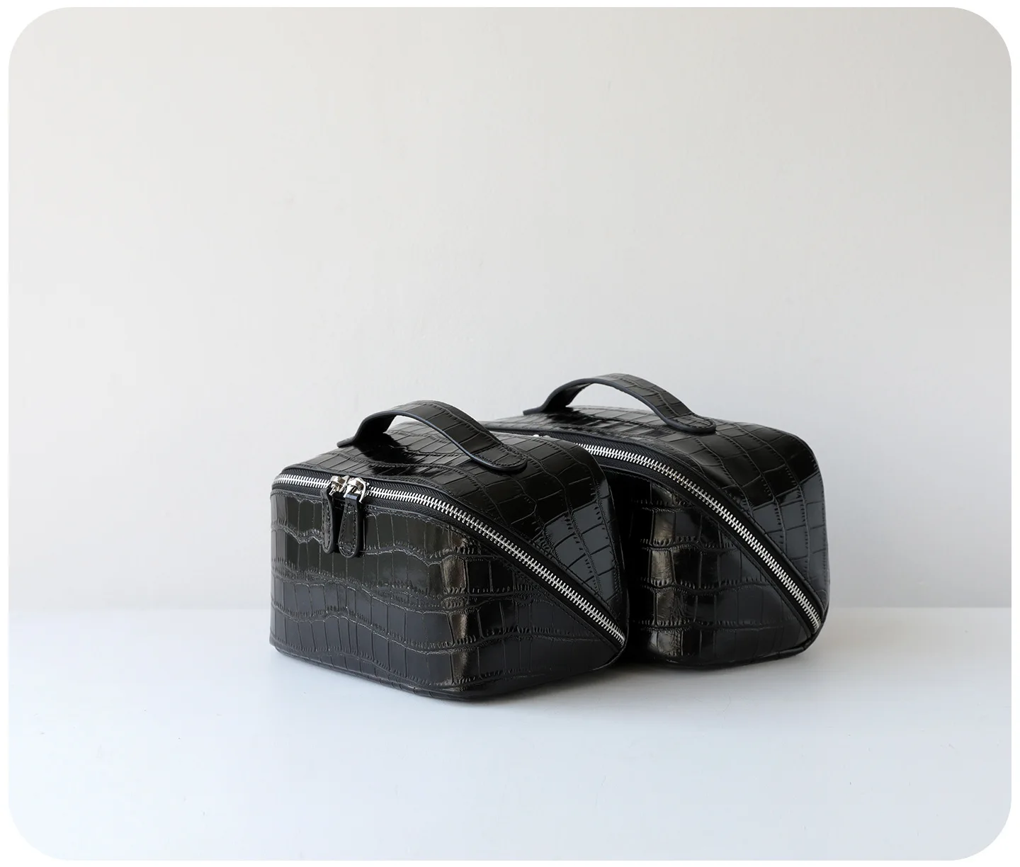 Waschtasche aus echtem Leder mit Krokodilstruktur, großes Fassungsvermögen, Reise-Kosmetik- und Toilettenartikel-Organizer, Damentasche, Make-up-Tasche, Luxustasche – Detail 18