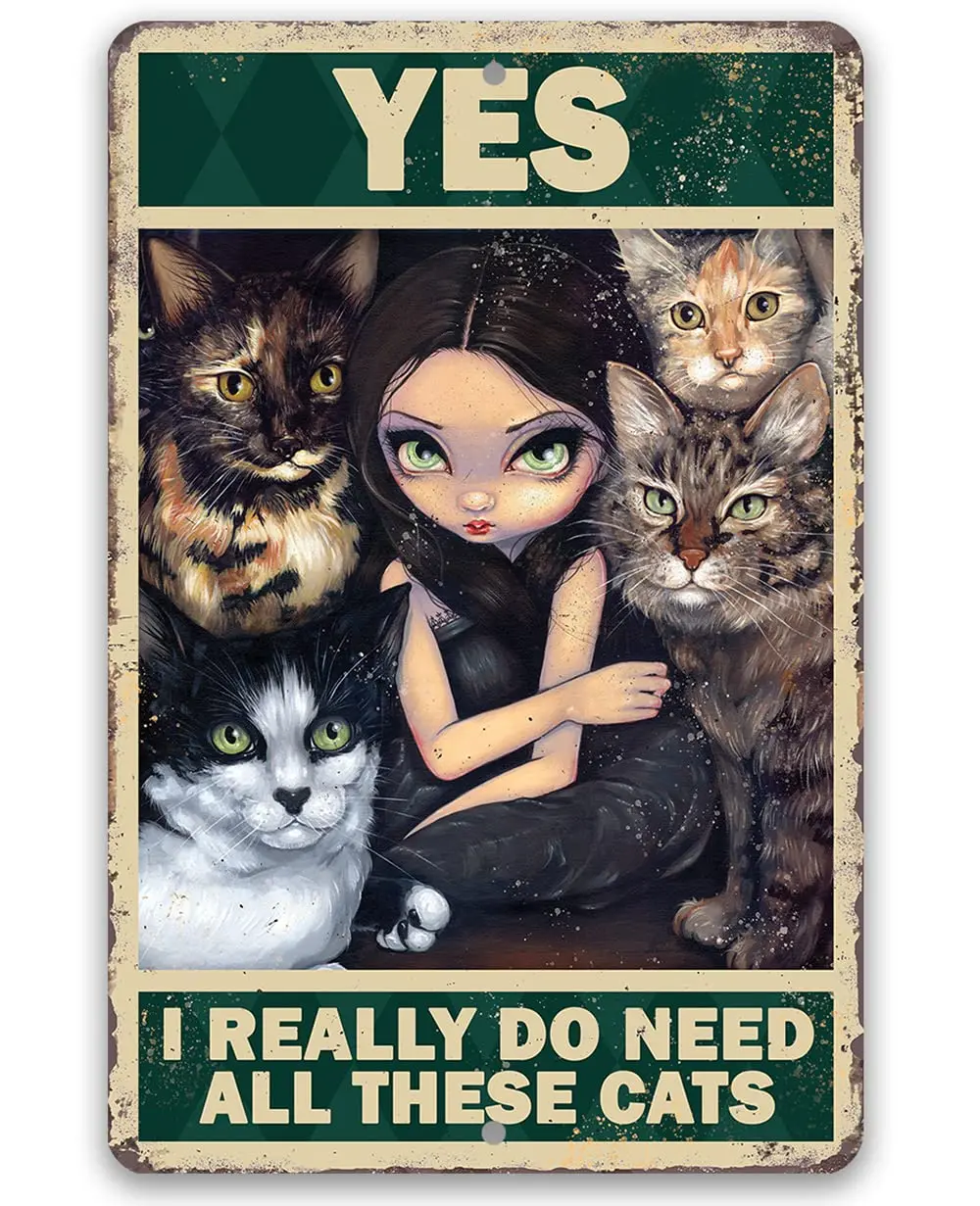 1p,Strangeling Yes I Really Do Need All These Cats - Gothic Cat Sign, Fairycore Fairy Grunge Cottagecore Goth Print, Witchcraft