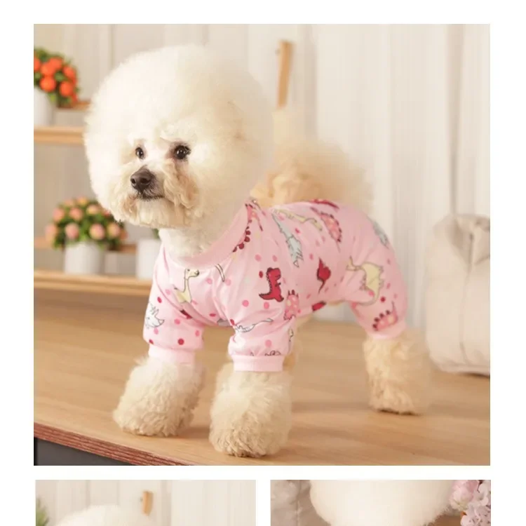 Hondenpyjama voor kleine honden Katoen Zacht materiaal Rekbare puppykleding voor Chihuahua Yorkie Dinosaurs Design huisdierkleding