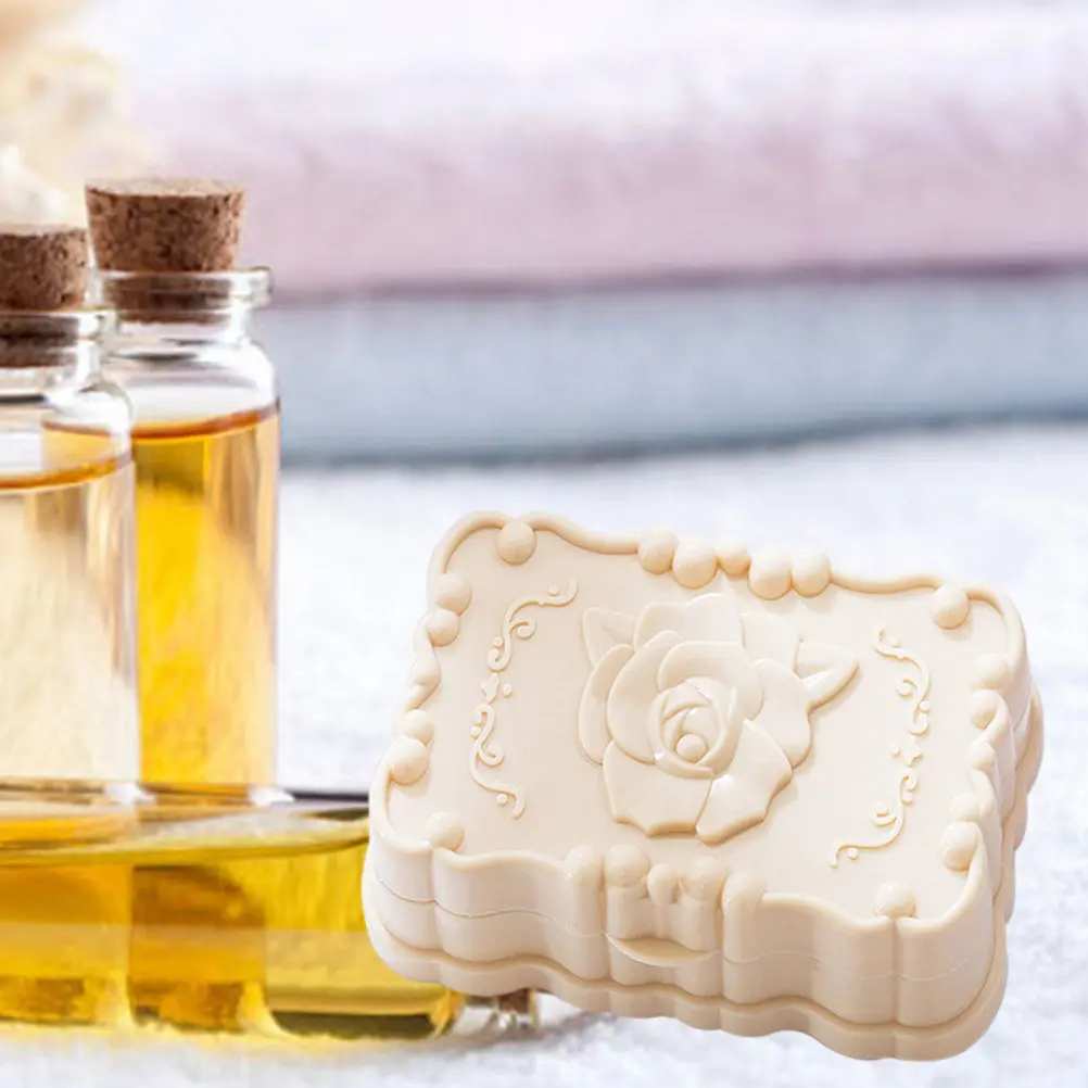 

Rose Soap Box Beige Waterproof Bathroom Soap Case Drain Rack Holder Container Perfect Shower Helper for Home Hotel
