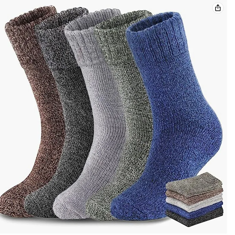 

5 Pairs Autumn Winter Men Thickened Woolen Socks Solid Color Warm Comfortable Wear-resistant Odor Resistant Medium Tube Socks