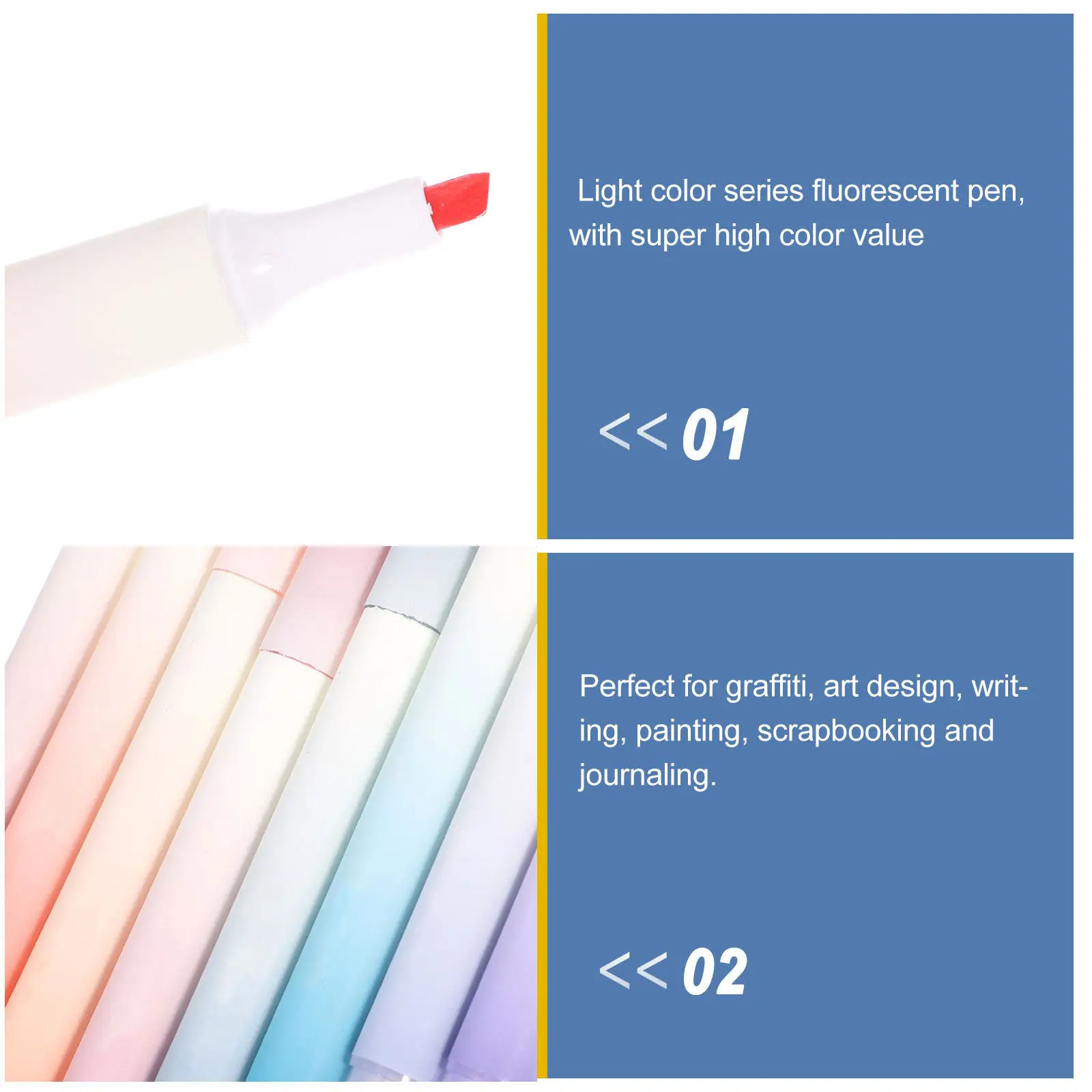 8Pcs Color Highlighter Set For Scrapbook Decoration Christmas Stocking Stuffers Colored Pens Fluorescent Marker