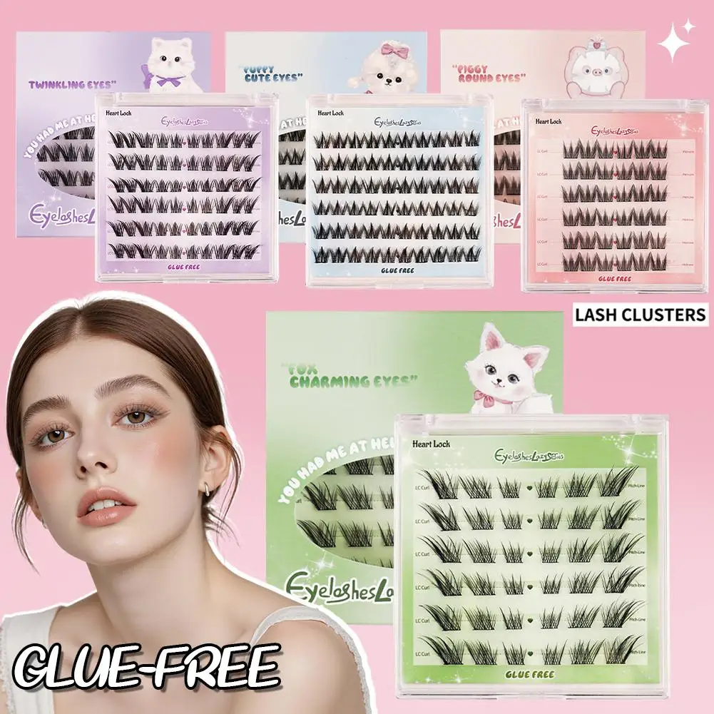 Self-Adhesive Eyelashes No Glue Fake Lashes Extensions Eyelashes False Eyelashes DIY Reusable Glue-free Individual Lashes A0L3