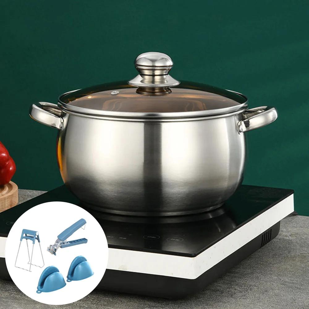 

Изогнутая суповая кастрюля, 5 шт., комбинация суповых кастрюль с двойной ручкой из нержавеющей стали, с экстрактором для чаши, зажимом, ручным зажимом для ушей горшка