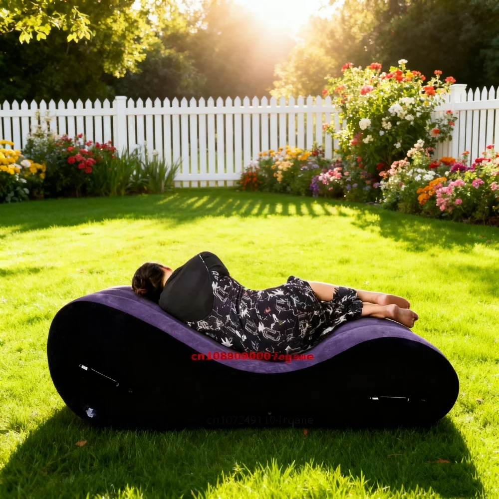 سرير أريكة حديث كبير قابل للطي مع ذراع - أريكة سفر قابلة للنفخ للتخييم على الشاطئ والحديقة الخارجية، أثاث الفندق/المنزل، محمول #2