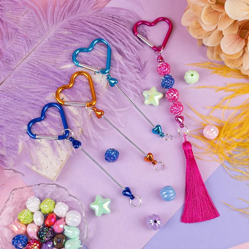 

, 12-упаковка брелка из бисера в форме сердца с карабином для DIY Craft-A21R