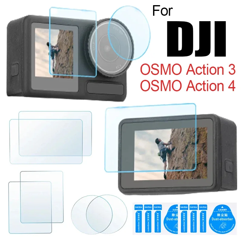 1/3Set Full Cover Clear Tempered Glass Film For DJI OSMO Action 3/Action 4 Sport Cameras Anti-fingerprint Screen Protector