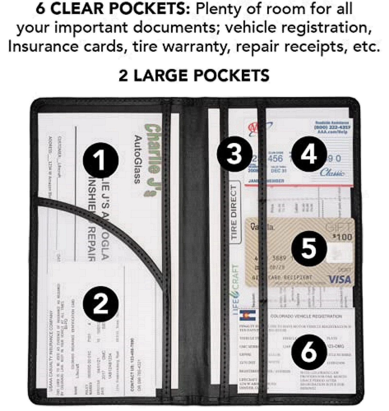 Insurance Registration Document Holder For Glove Box Organizer Auto Drivers License ID & Cards, PU Leather Vehicle Cover Wallet