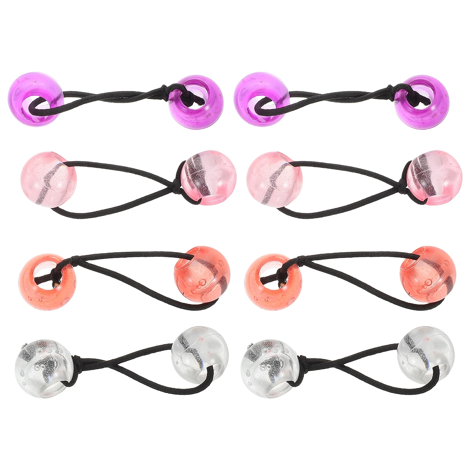 

8Pcs Colorful Double Bead Hair Ropes Elastic Kids Accessories Girls Hair Transparent Resin Ponytail Holders