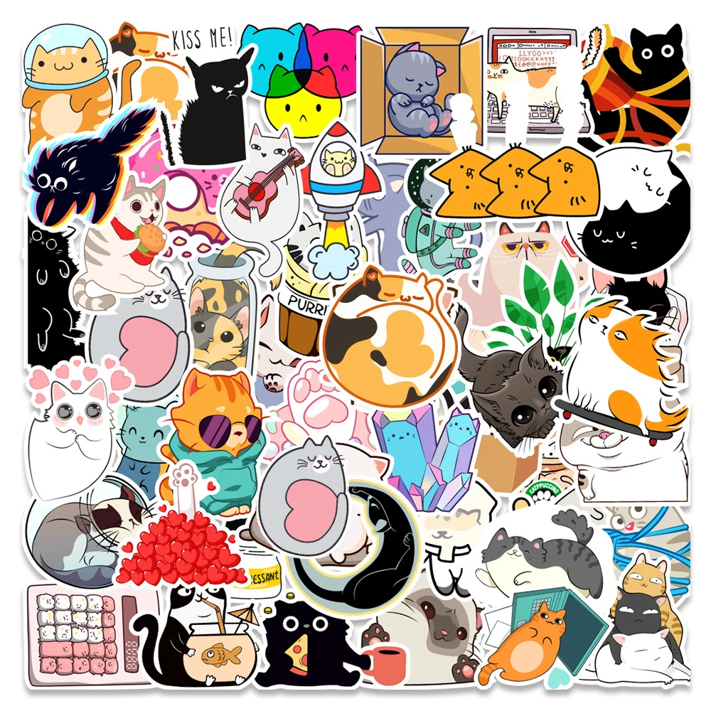 10/30/50 Stück Niedliche Lustige Katzen-Cartoon-Aufkleber Kawaii Tier-Graffiti-Sticker DIY Scrapbook Handy Laptop Aufkleber Dekoration Spielzeug Geschenk