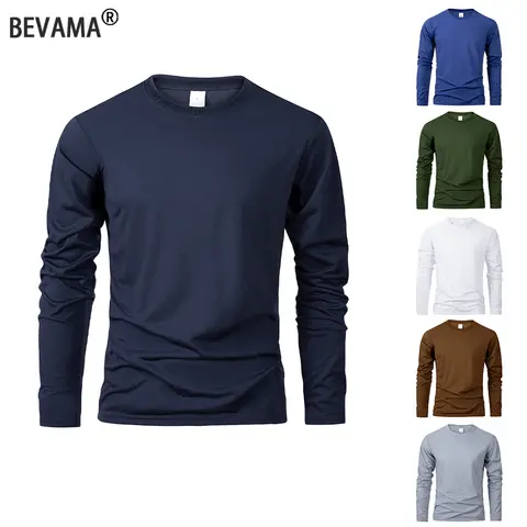 Camisetas de manga larga para hombre, camisetas informales con cuello redondo que absorben la humedad, camisetas deportivas cómodas y versátiles para hombre