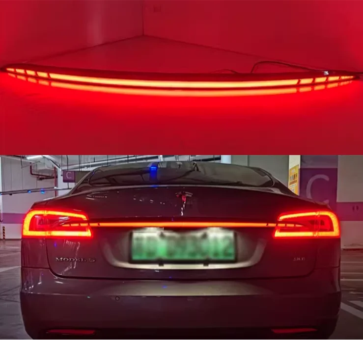 High Quality Rear Trunk Lid Door Tail Gate Strip Cover Trims LED Light Through Taillight For MODEL S 2014-2020