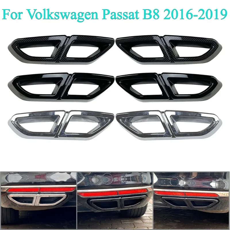 

NONGSHI 2PCS Car ABS Rear Exhaust Muffler Tail Pipe Cover Trim Decorative Accessories for VW Passat B8 2016 2017 2018 2019