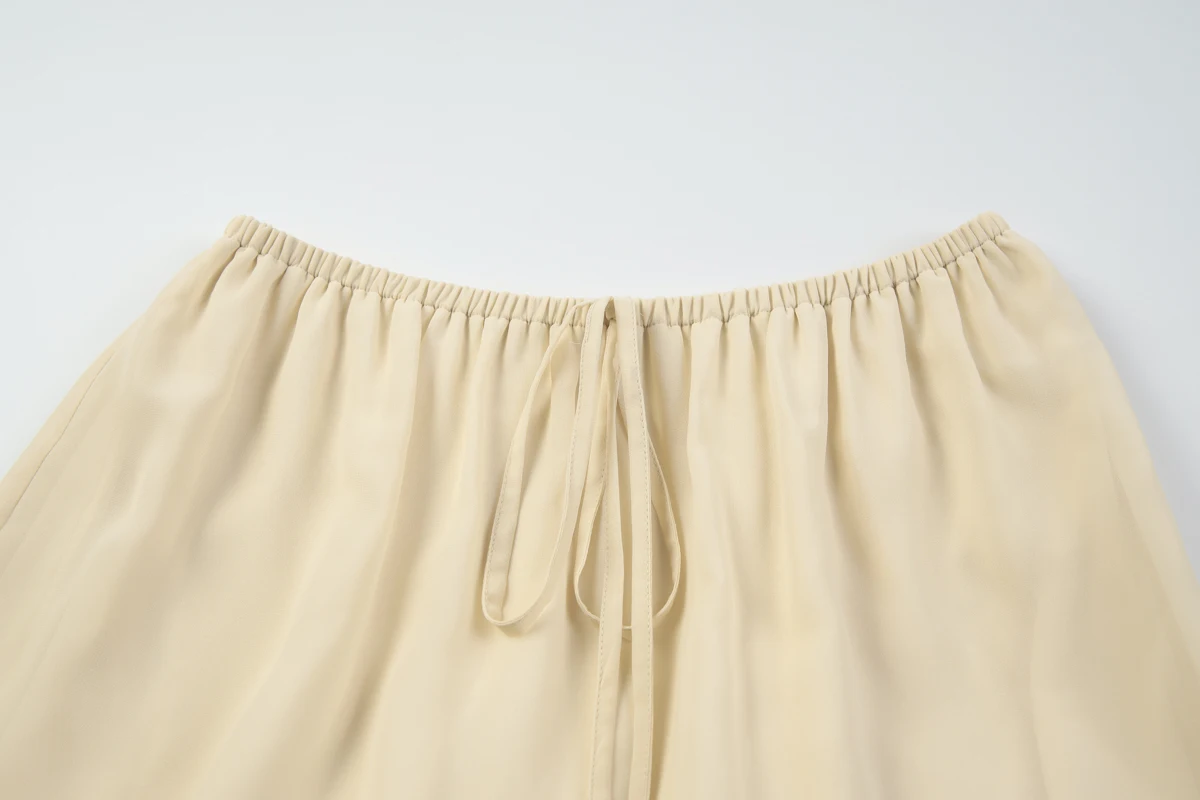 Hugcitar Modische 2-teilige Sets mit V-Ausschnitt, langen Ärmeln, Knöpfen, Patchwork-Spitzenoberteil, Kordelzug, plissiertem Maxirock, Urlaubsoutfit für Damen – Detail 10