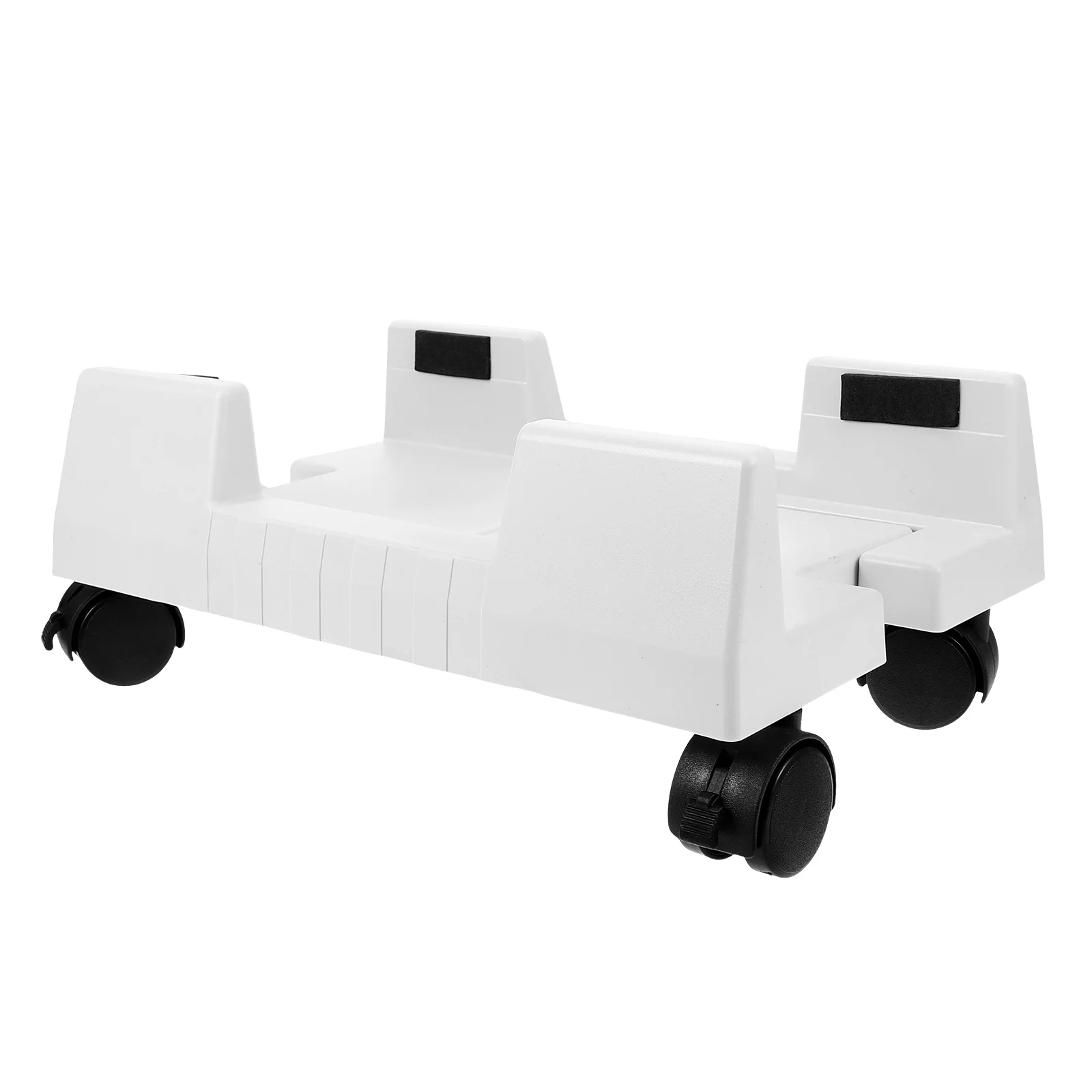 

Computer Stand H-type White Plastic CPU Holder Adjustable with Wheels for Computer Stand Desktop Floor Use
