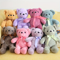 1pc Multicolored Ribbon Teddy Bear Plush Toy Soft Animal Dolls Birthday Party Wedding Home Decoration Room Decor Christmas Gift