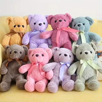 1pc Multicolored Ribbon Teddy Bear Plush Toy Soft Animal Dolls Birthday Party Wedding…