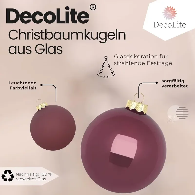High Quality 8 cm Diameter Glass Christmas Baubles Set 12 Hanger | Dusky Pink Matte Finish | Stylish Christmas Tree