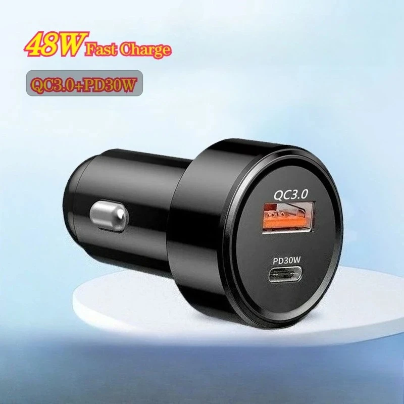 

2Port 48W Car Charger Fast Charger QC3.0 PD30W PPS High-Power Dual-Port Cigarette Lighter Fast Charger for iPhone 15/14/12/12