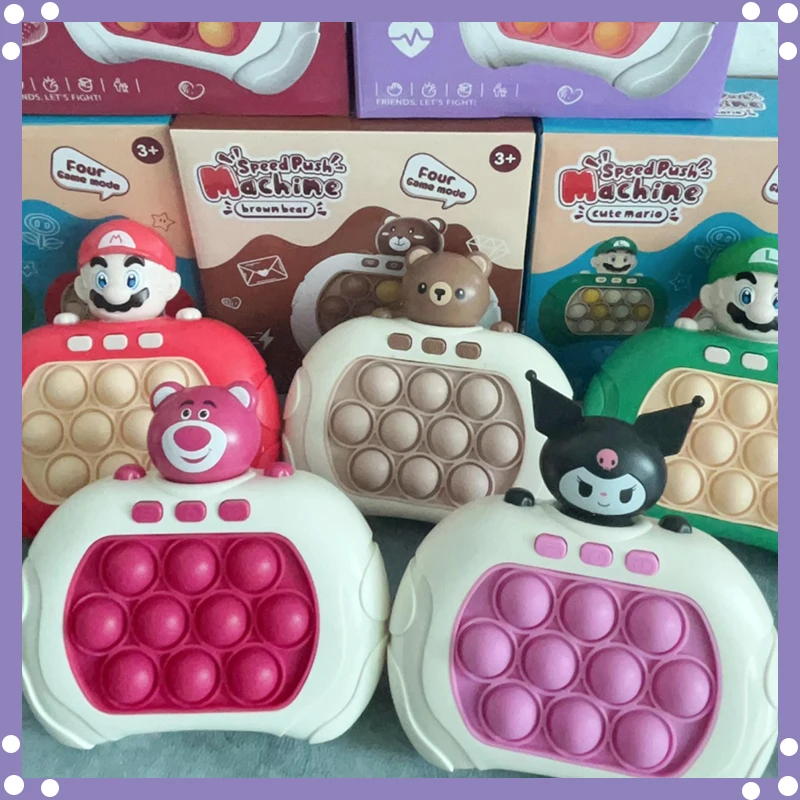 Pop Quick Push Bubbles Game Machine Kids Fun Whac-A-Mole Squeezing Toys Kuromi Cinnamoroll Anti Stress Fidget Toy ChristmasGifts