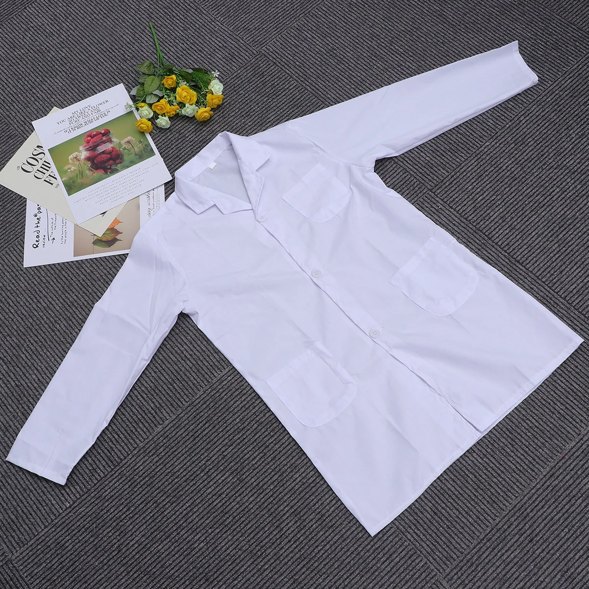 Kids Science Experiment Costume Lab-gown White Coats Photo Prop Doctor Cosplay Uniform Children Thin Dress-up Clothes