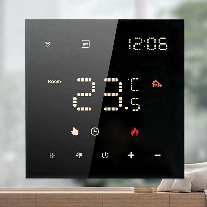 Tuya Wifi Smart Thermostat เครื่องทําความร้อนใต้พื้นสมาร์ทไฟฟ้าเครื่องทําความร้อนควบคุมเสียง LED สี Screen-AT64