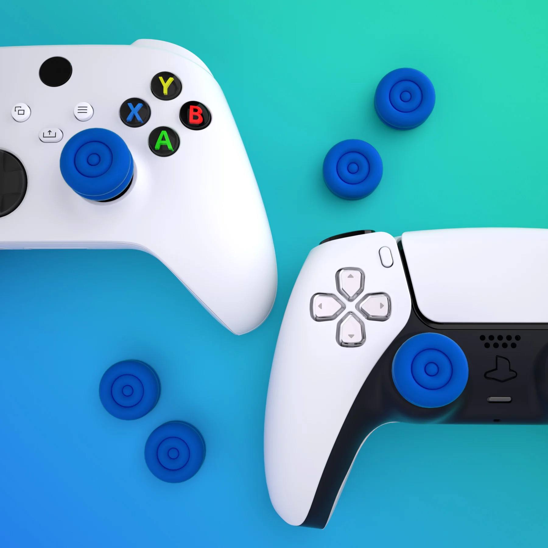 PlayVital niebieskie kciuki poszewki nakładki na przyciski dla ps5/4, Joystick czapki dla Xbox Series X/S, osłona na palce dla Switch Pro