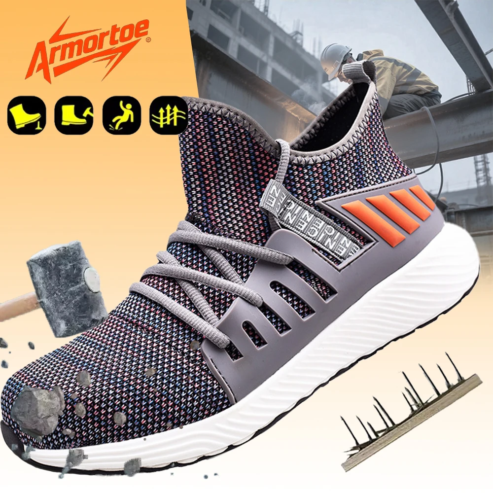 

ArmorToe Men Summer Steel Toe Puncture-Resistant Safety Shoes Breathable Anti-Slip Comfort Work Shoes #Armor3075