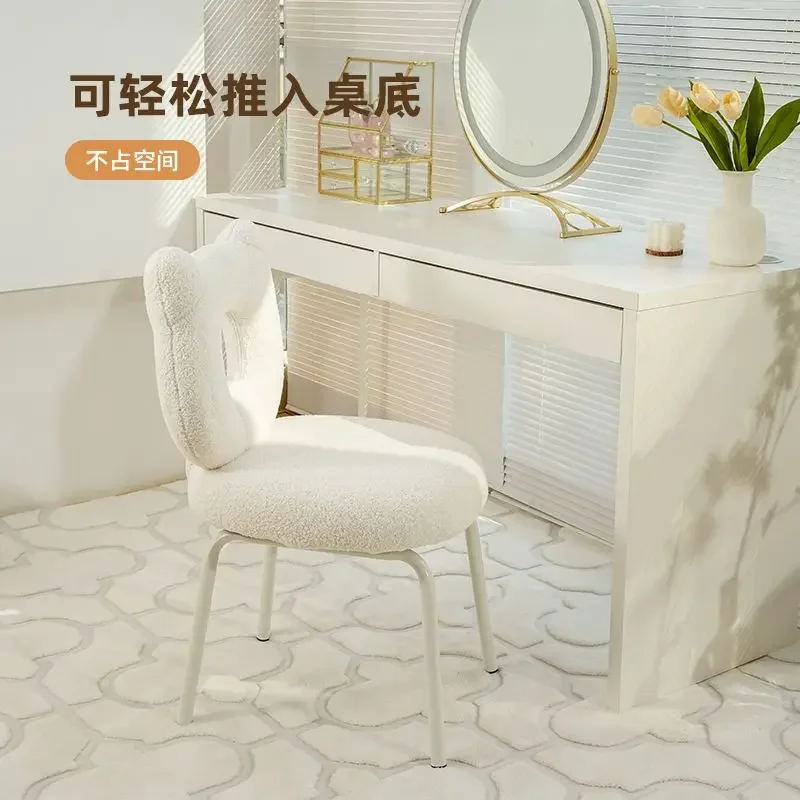 

Cream Style Dressing Stool Ins Bedroom Dormitory Minimalist Cute Single Princess Vanity Stool Modern Fashion Sillas Nordicas