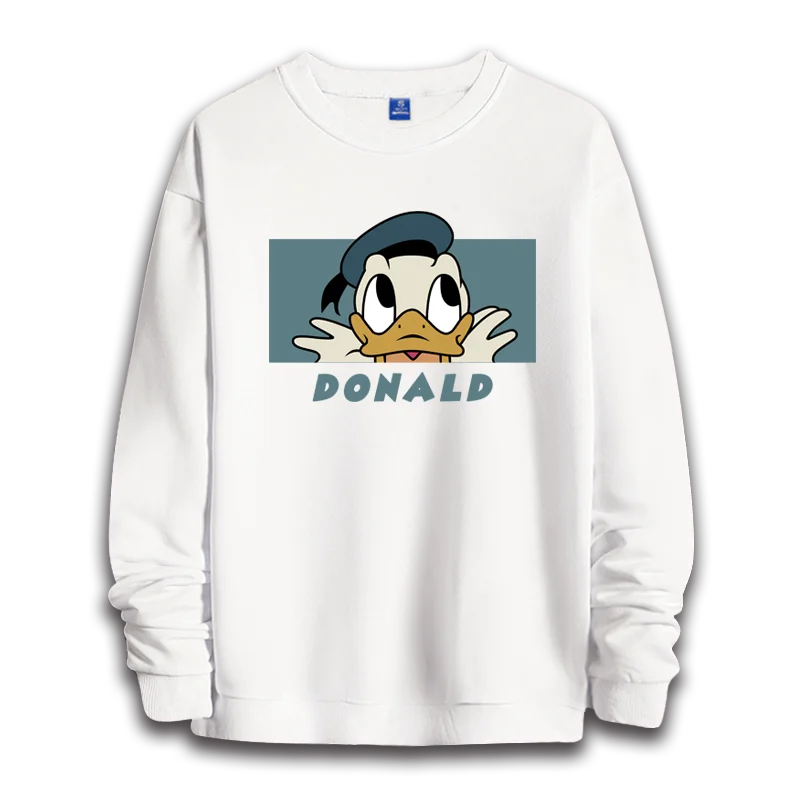 Disney cartoon Donald Duck women\'s hoodie top round neck hoodie couple hoodie casual loose top Mickey Mouse fashion trend