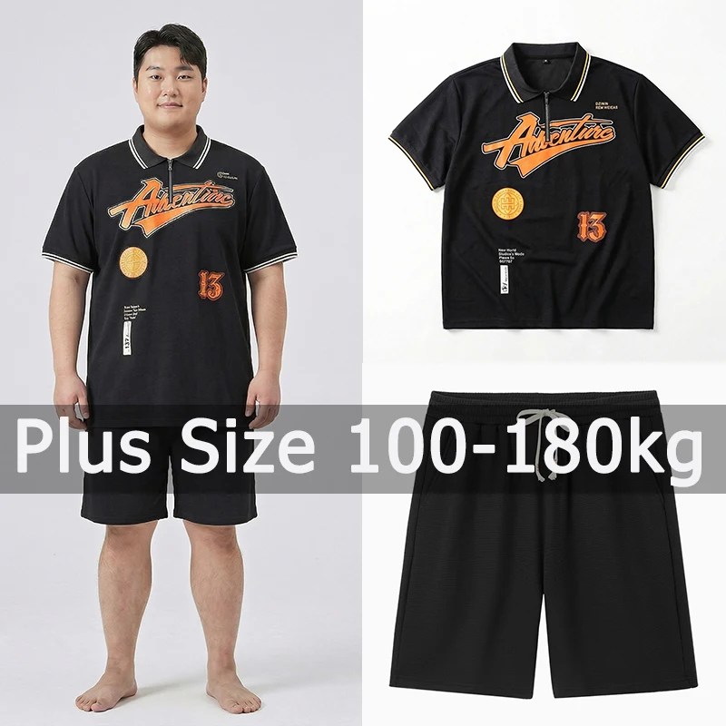 

Plus Size Men Polo Shirt Sets Casual Short Pants Suits 5XL 6XL 7XL 110-175kg Summer Short Sleeve Sportsuit Big Size Men Clothing