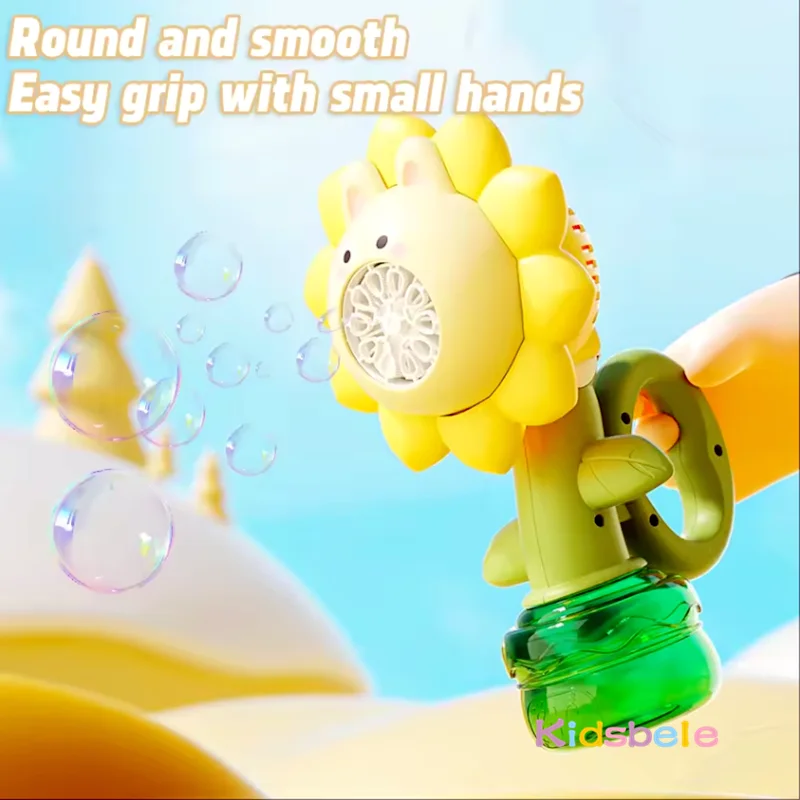 New Swinging Flower Bubble Machine Cartoon Summer Outdoor Toy for Kids & Parties With Lights Rechargeable Shaking Bubble Machine