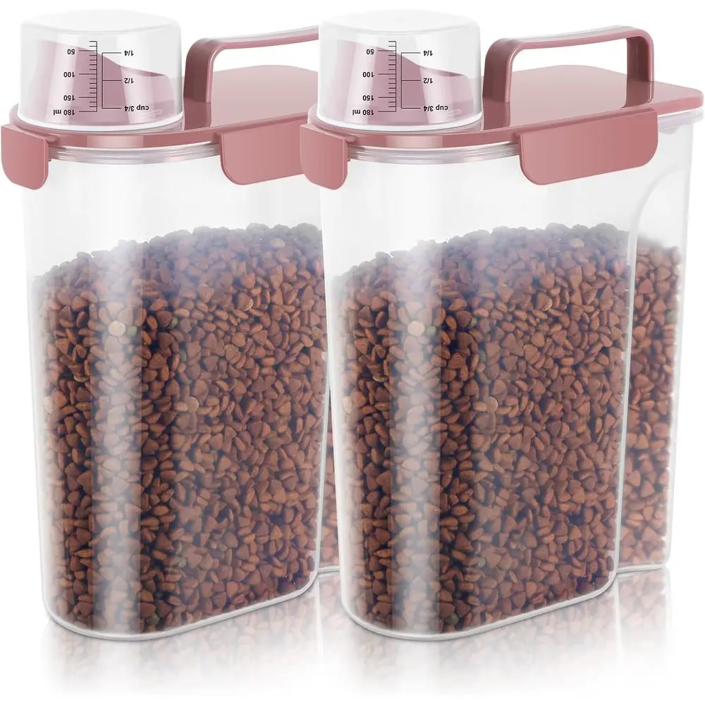 

5-7Lbs Cat Dog Storage Container, Portable Pet Food Containers with Large Spout and Cup, Small Animal Kibble Dispenser or Bird S