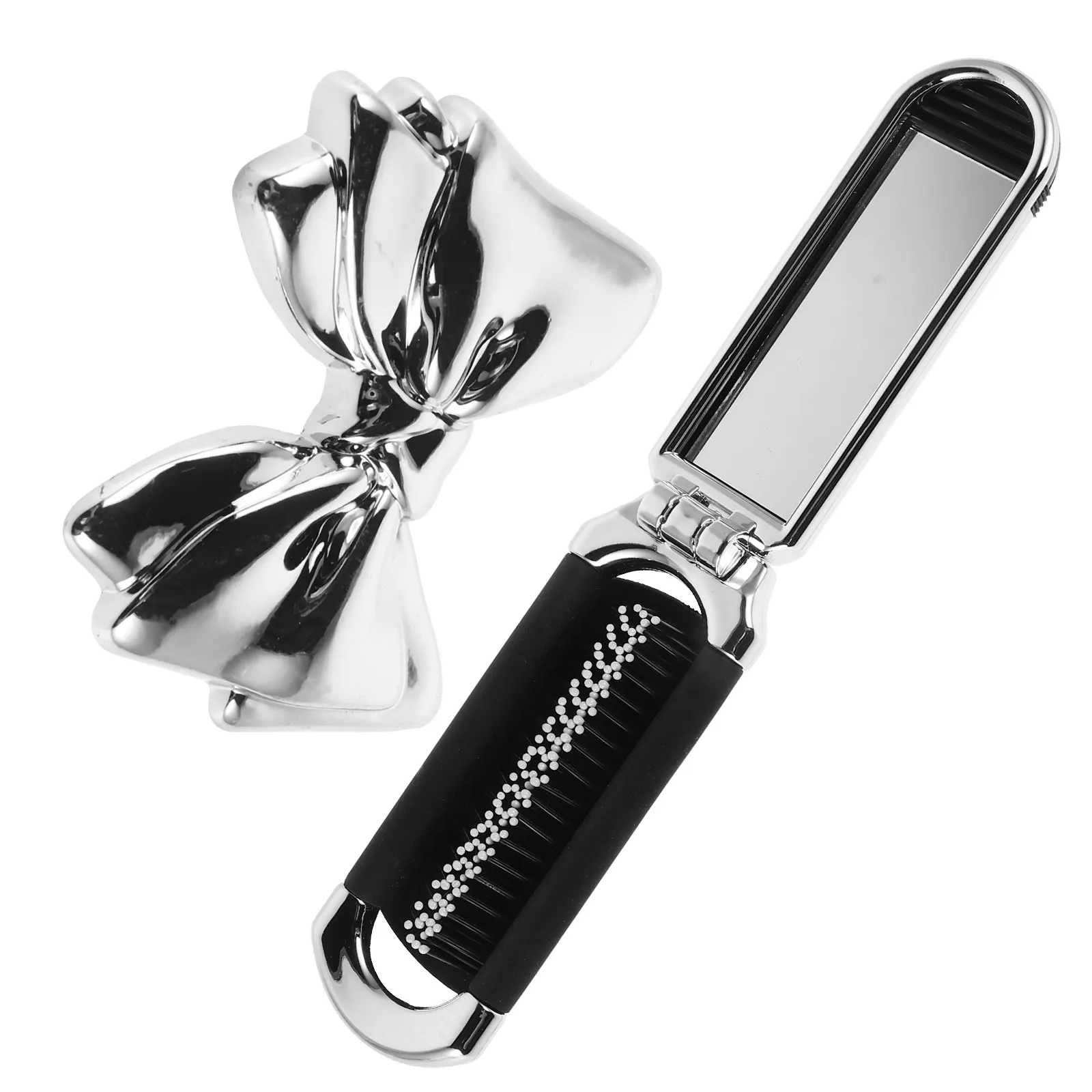 

1Set Hair Brush Foldable Paddle Comb Mirror Compact Portable Travel Brush Small Hair Comb for Women on The Go