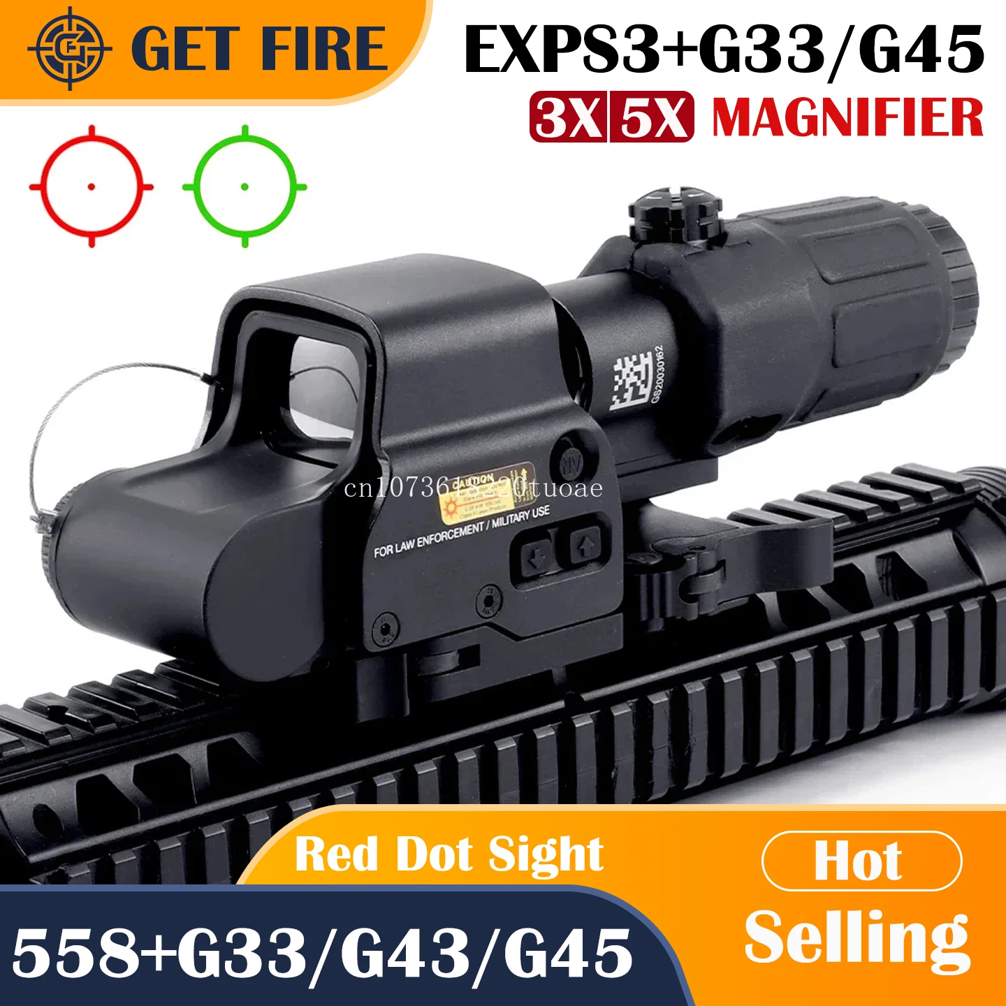 HWS EXPS3 المجسم ريد دوت البصر 558 + G43/G33/G45 3X/5X STS المكبر الهجين البصر كومبو نطاق البندقية للسكك الحديدية 20 مللي متر