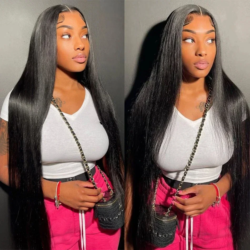 13x6 Frontal Lace Straight Wig HD Transparent Lace Pre Plucked No Tangle No Shedding Brazilian Human Hair Wig For Black Women