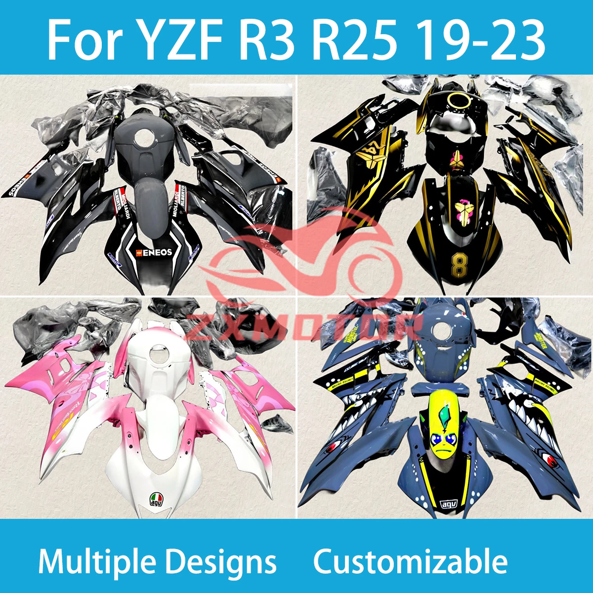 Prime Fairings YZF R3 R25 19 20 21 22 23 Motorcycle Aftermarket Fairing Set Bodywork Kit Panel for YAMAHA YZFR3 2019-2023