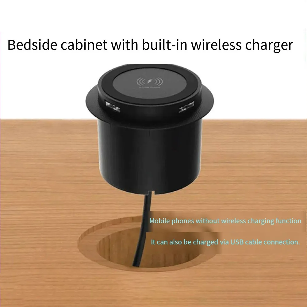 شاحن لاسلكي مدمج 3 في 1 مع محور USB منبثق 15 وات لوحة شحن سريعة مقبس طاقة كونترتوب مخفي للهواتف/الأجهزة اللوحية #5