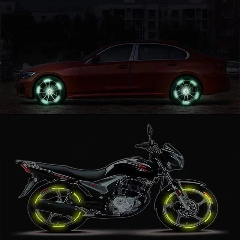 20Pcs Reflective Strips Car Motorcycle Wheel Hub Stickers Car Styling Decal Sticker Auto Moto Decor accesorios para vehículos