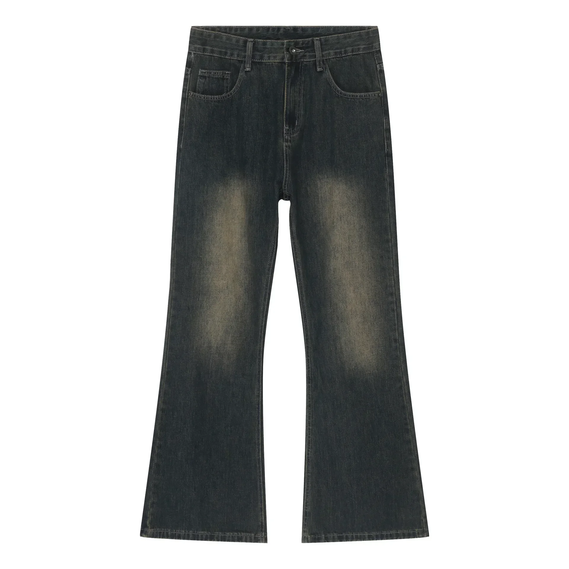 

American Retro Washed Denim Jeans, High Street Style, for Men. They Are Loose-fitting, Versatile and Casual Long Pants.