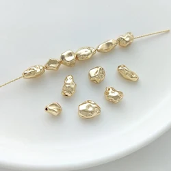 6PCS 14K Gold Filled Baroque Shaped Pearl Separated Bead DIY Handmade Jewelry Material Necklace Separated Bead Accessories