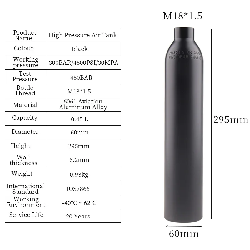 Imagem -03 - Hpa Air Tank Co2 Recarga para o Aquário Acessórios de Mergulho Paintball 022 03 035 Cilindro de Gás 045l 300bar 4500psi 30mpa