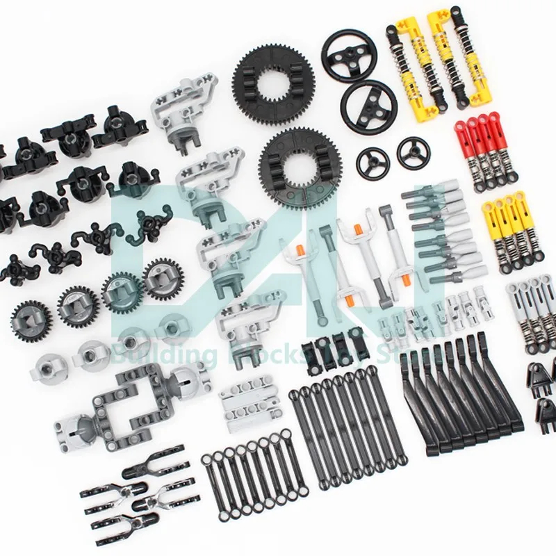 136Pcs Technical Parts Pin Connector Shock Absorber Axle High-Tech Set Building Block Bricks Creativity Accessories Diy Toy