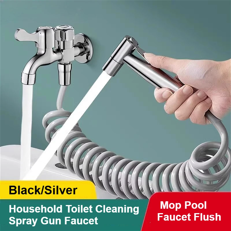 

Handheld Bidet Sprayer Set Stainless Steel Spray Gun Shower Handheld Toilet Bidet Faucet Sprayer Shower Nozzle Self Cleaning