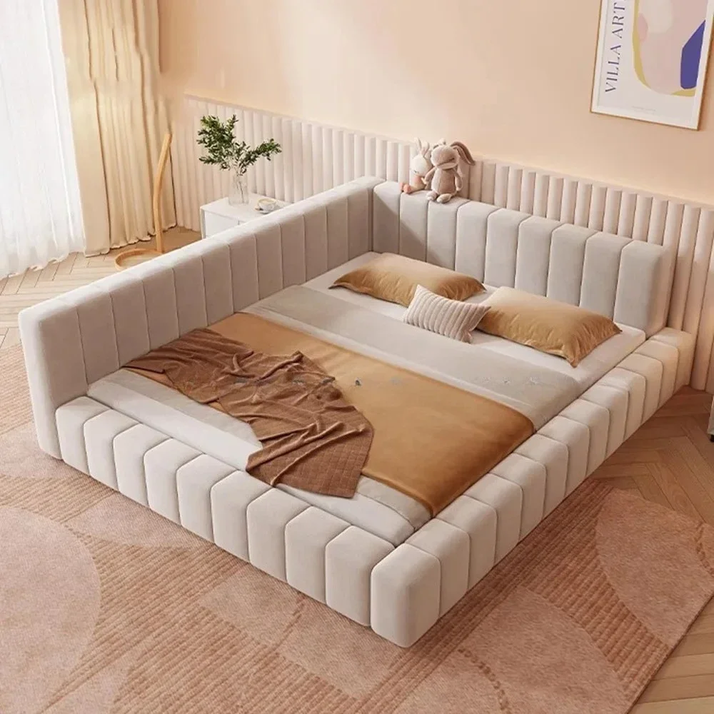 Cama King Size para Hospital con Cabecera Multifuncional, Diseño Europeo, Muebles Elegantes para Salón, Muebles Dobles para Salón