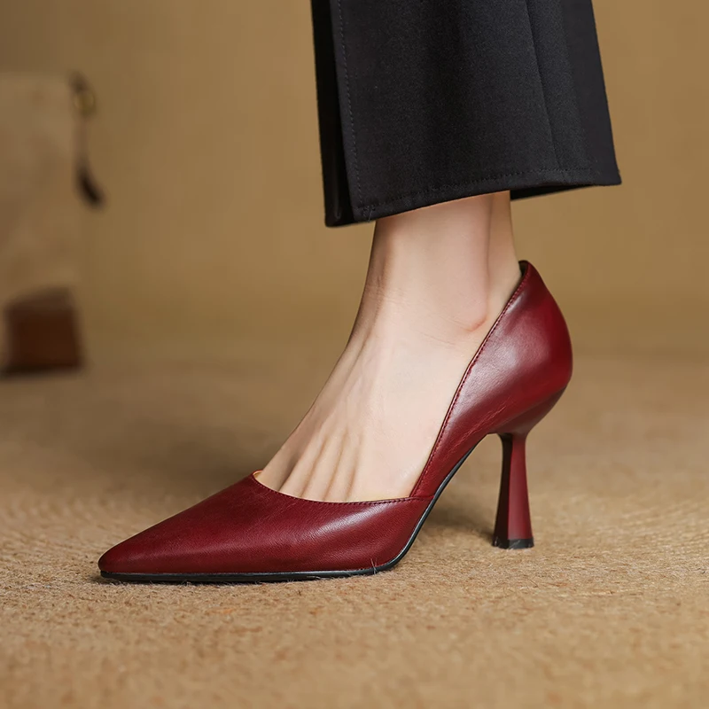 

2026 Fashion New Arrival Women Pumps Spring Summer Office Ladies Party Genuine Leather Thin Heels Shoes Woman high heels 8.5cm