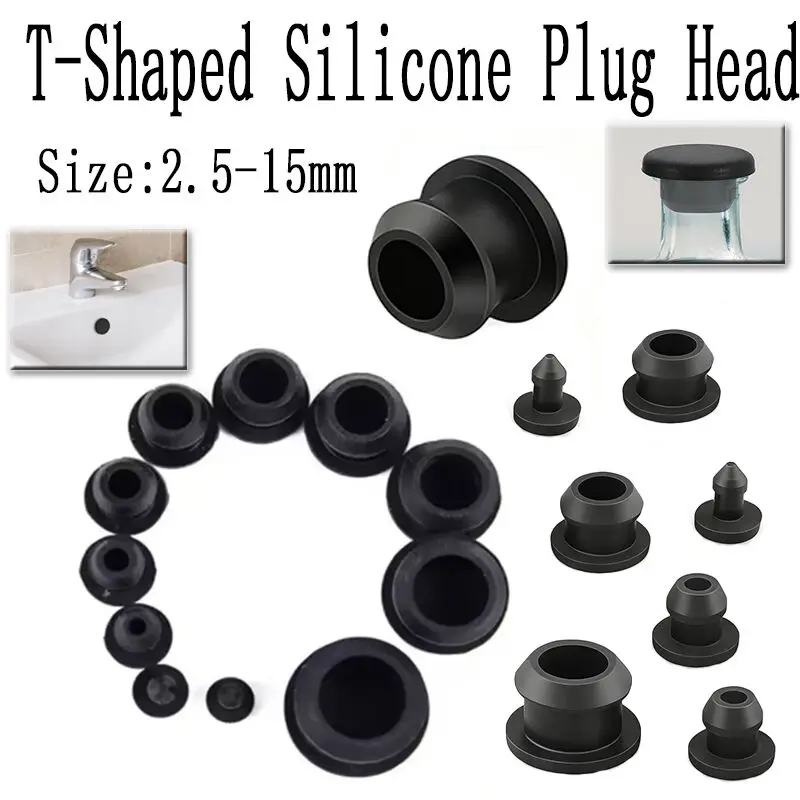 20/10/5 Pcs Black Silicone T-Type Plug Cap 2.5mm-15mm Vacuum Hose Pipe Protection Cap for Auto Car Motorcycle Boat
